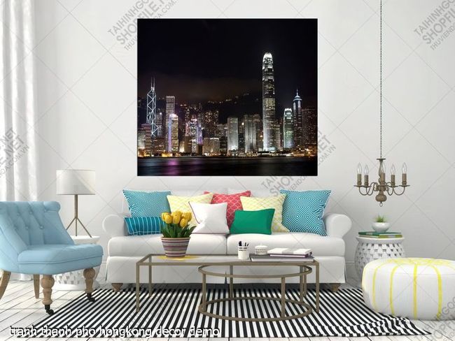 tranh thanh pho hongkong decor